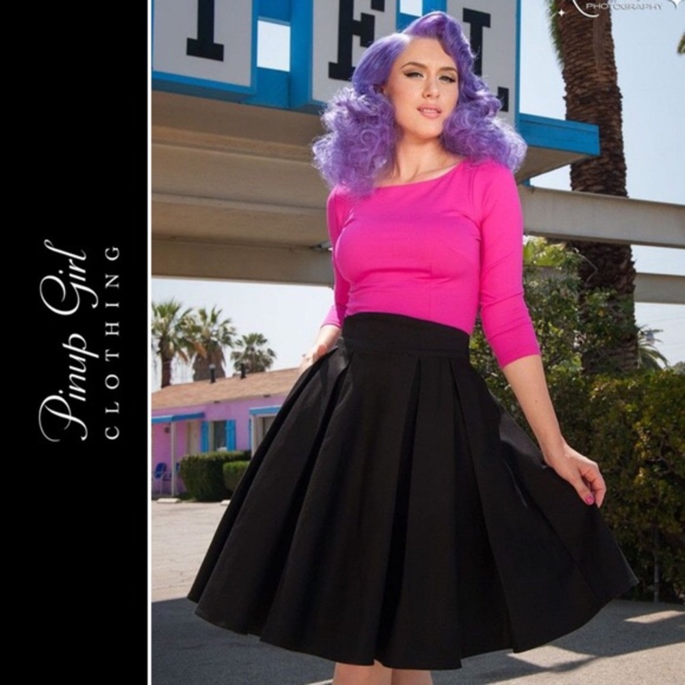 Pinup Couture Little Jun Black Retro Skirt